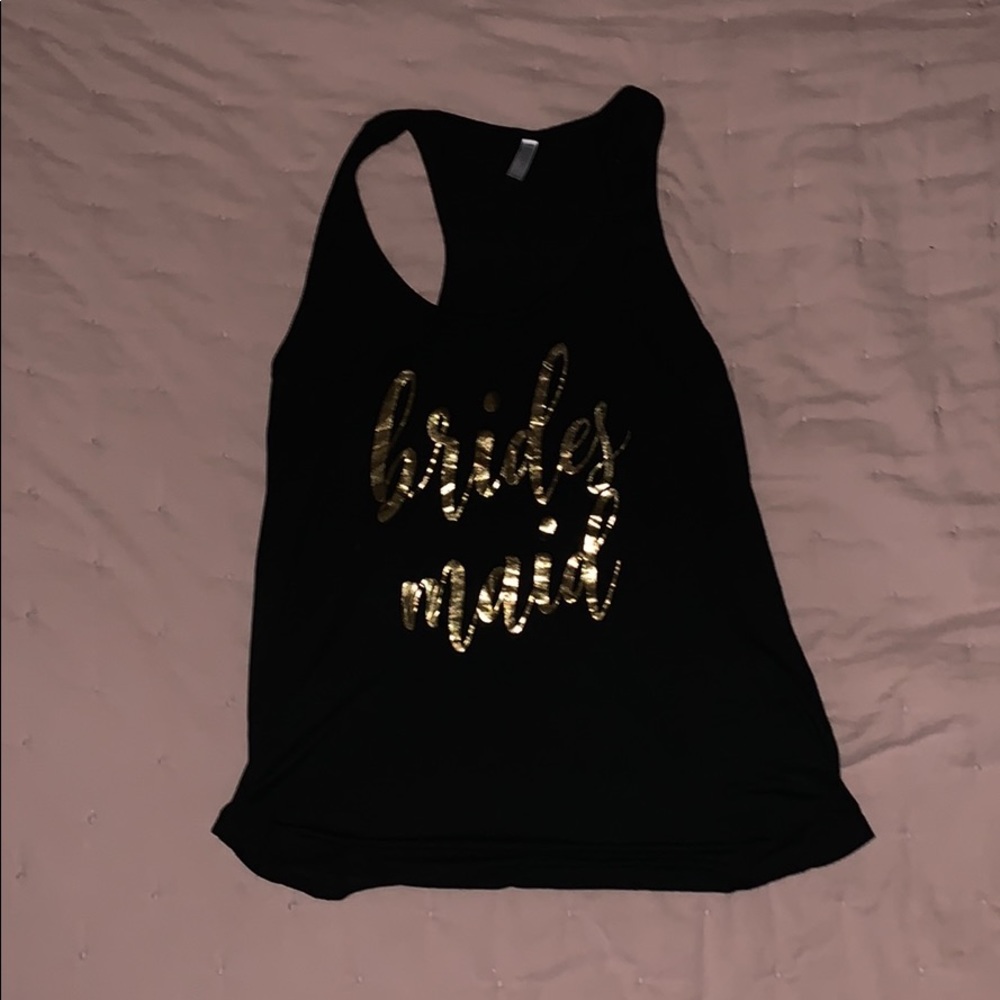Black vinyl bridesmaid tank top.